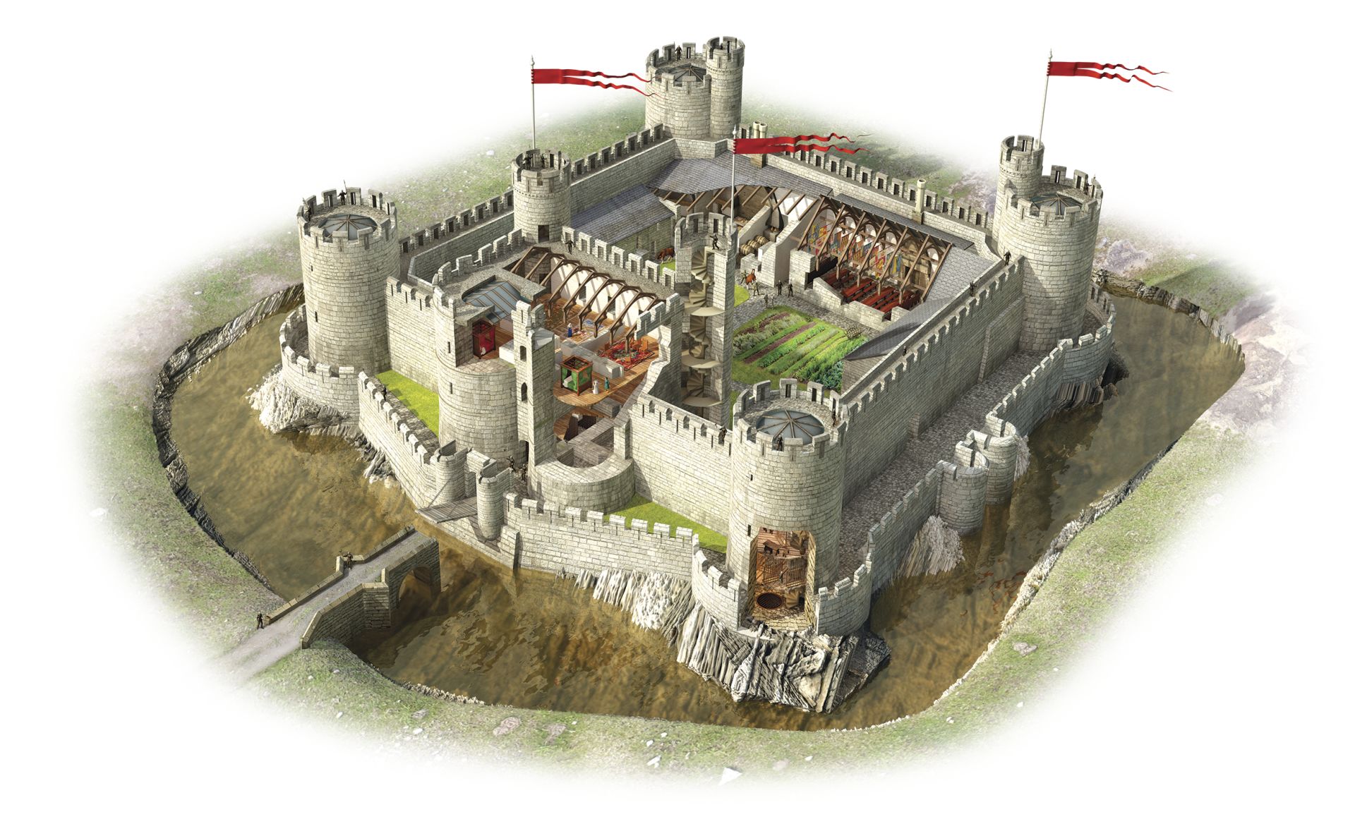 Средневековый Рыцарский замок Крепостная стена
