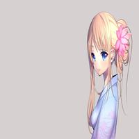 Blonde anime girl blue eyes