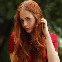 Redhead cute screaming long hair